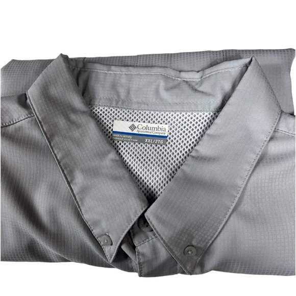 Columbia Men's PFG Button Front Ventilated Gray Long Sleeve Shirt Size XXL - Picture 12 of 16